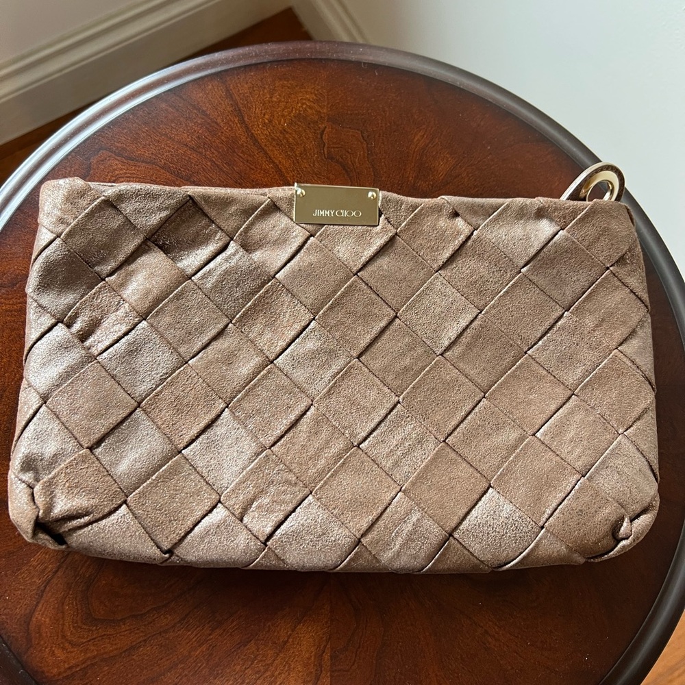 Jimmy Choo Woven Suede Clutch